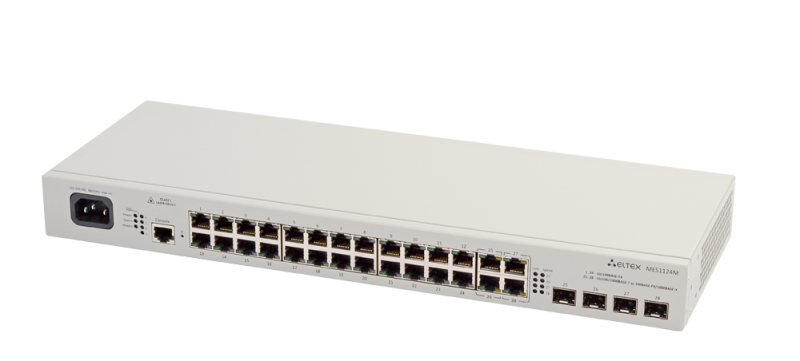 Ethernet-коммутатор MES1428, 24 порта 10/100 Base-TX, 4 комбо-порта 10/100/1000 Base-T/100/1000 Base-X (SFP), L2, 220V AC